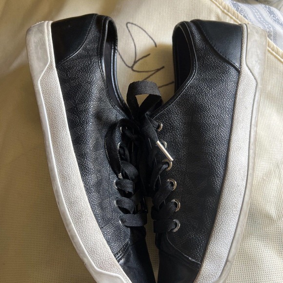 Michael Kors pattern Monogram Signature Tennis Logo Black Sneakers Shoes 9.5 - Picture 4 of 11
